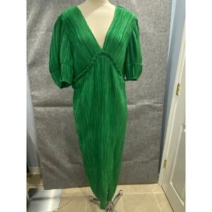 Anthropologie Elegant Green Plisse Women's Dress